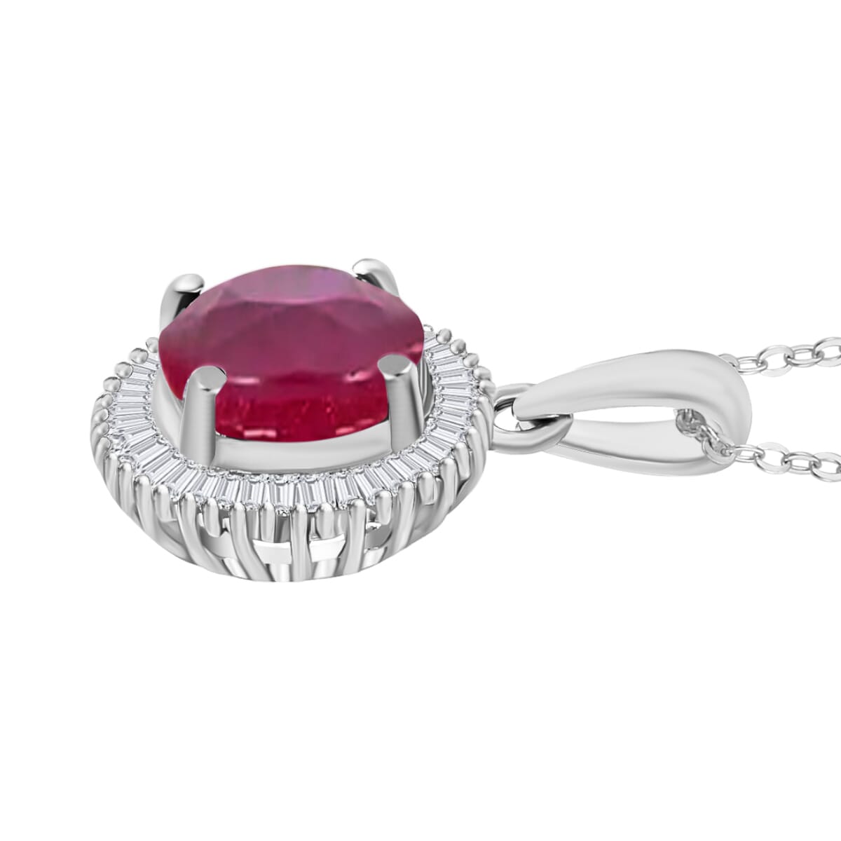 Rhapsody AAAA Mozambique Ruby and E-F VS2 Diamond 1.96 ctw Pendant Necklace 20 Inches in 950 Platinum image number 2