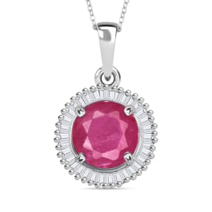Luxoro Premium Mozambique Ruby and G-H I2 Diamond 1.96 ctw Pendant Necklace 20 Inches in 14K White Gold