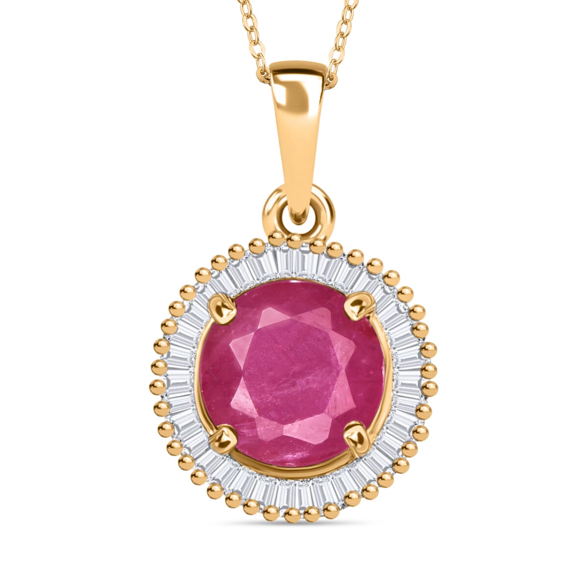 Luxoro Premium Mozambique Ruby and G-H I2 Diamond 1.96 ctw Pendant Necklace 20 Inches in 14K Yellow Gold image number 0