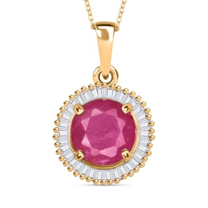 Luxoro Premium Mozambique Ruby and G-H I2 Diamond 1.96 ctw Pendant Necklace 20 Inches in 14K Yellow Gold
