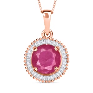 Luxoro Premium Mozambique Ruby and G-H I2 Diamond 1.96 ctw Pendant Necklace 20 Inches in 14K Rose Gold