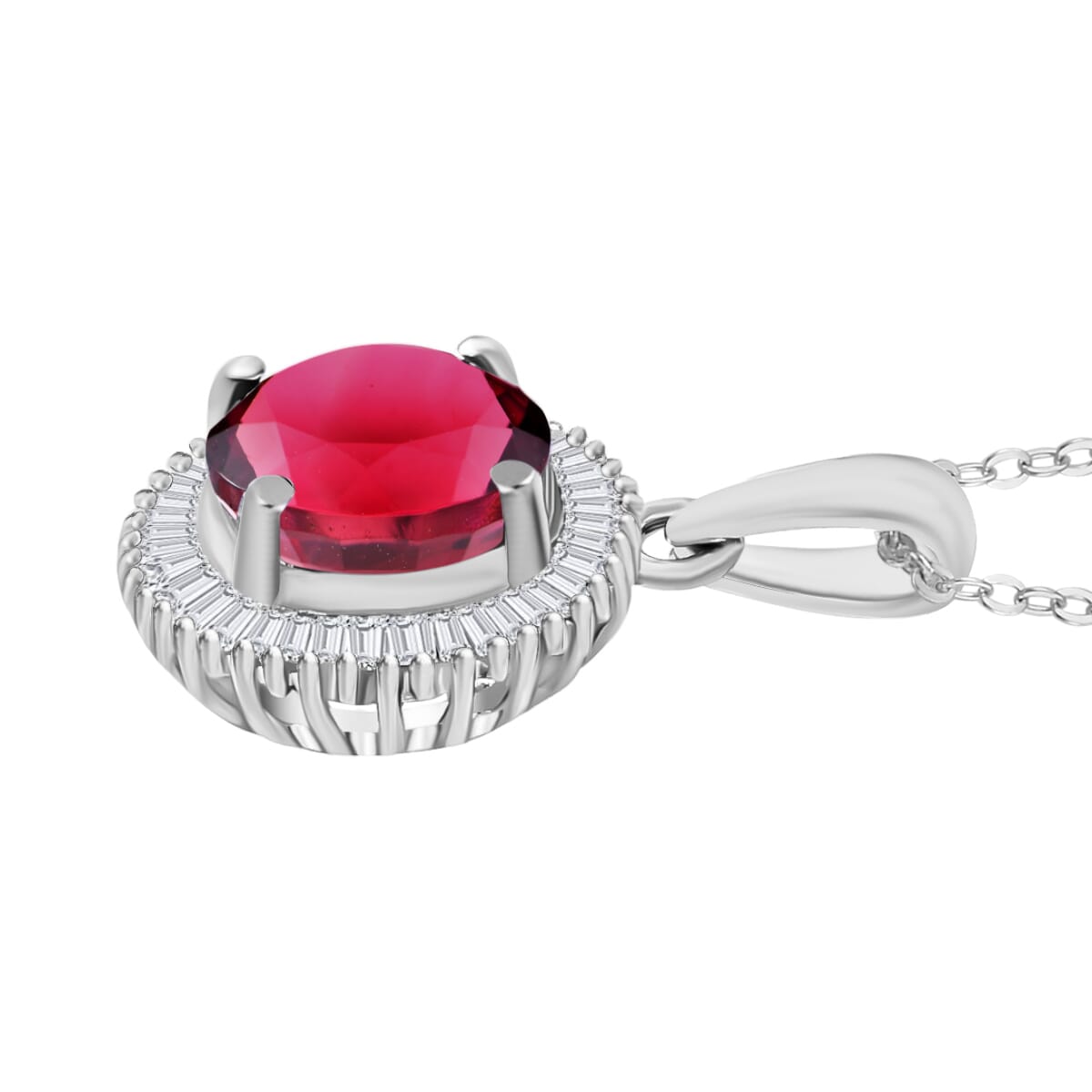 Luxoro Premium Ouro Fino Rubellite and G-H I2 Diamond 1.66 ctw Pendant Necklace 20 Inches in 14K White Gold image number 2