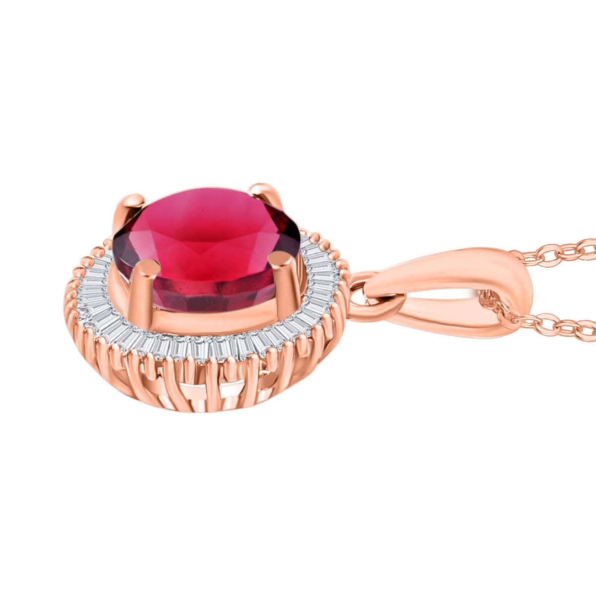 Luxoro Premium Ouro Fino Rubellite and G-H I2 Diamond 1.66 ctw Pendant Necklace 20 Inches in 14K Rose Gold image number 2