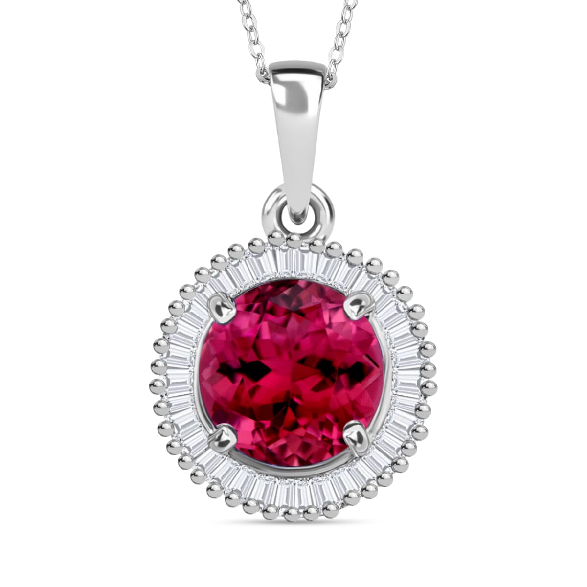 Rhapsody AAAA Ouro Fino Rubellite and E-F VS2 Diamond 1.66 ctw Pendant Necklace 20 Inches in 18K White Gold image number 0