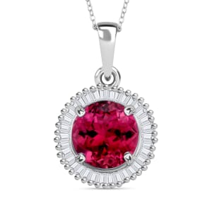 Rhapsody AAAA Ouro Fino Rubellite and E-F VS2 Diamond 1.66 ctw Pendant Necklace 20 Inches in 18K White Gold
