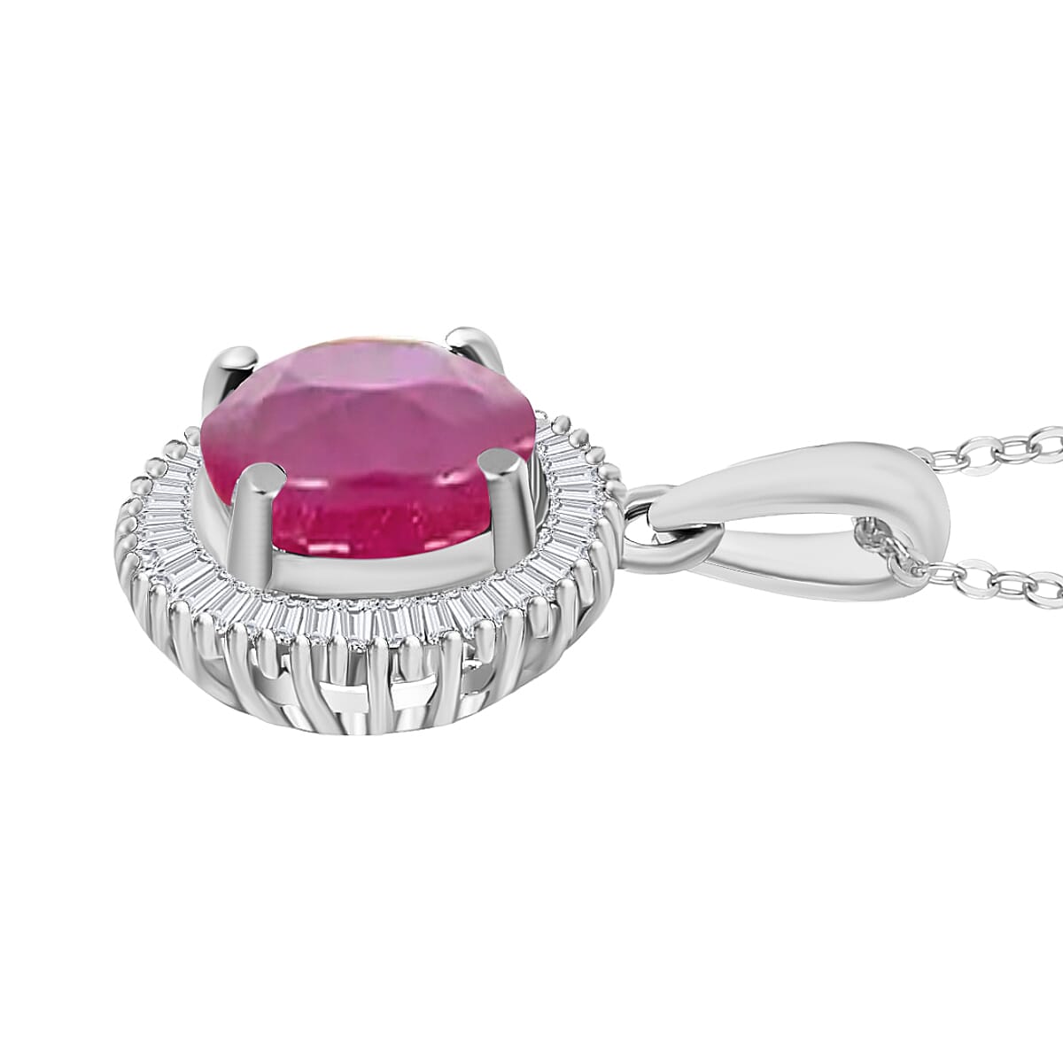 Rhapsody AAAA Mozambique Ruby and E-F VS2 Diamond 1.96 ctw Pendant Necklace 20 Inches in 18K White Gold image number 2