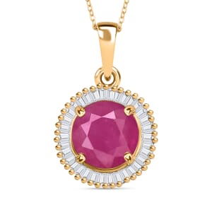 Rhapsody AAAA Mozambique Ruby and E-F VS2 Diamond 1.96 ctw Pendant Necklace 20 Inches in 18K Yellow Gold