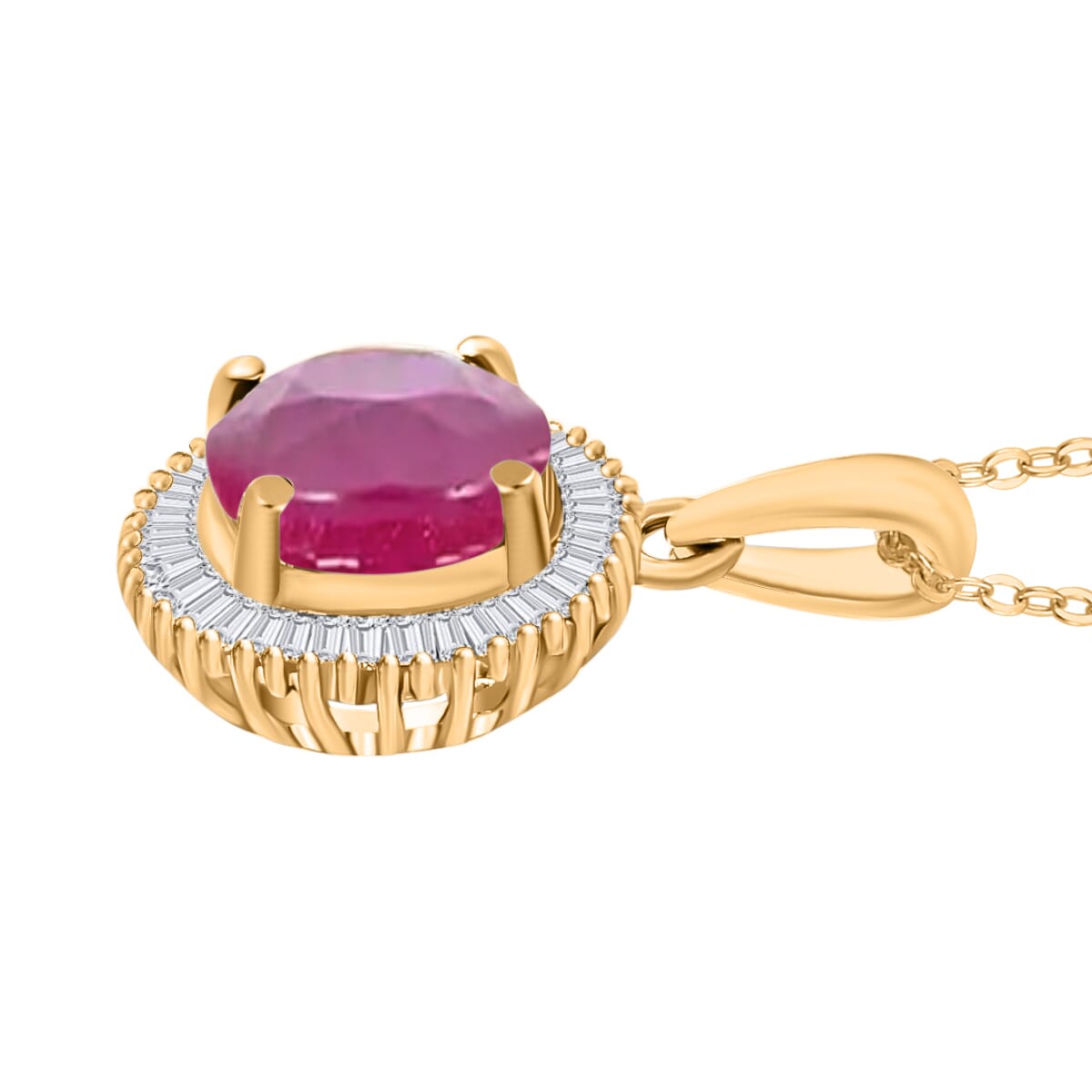 Rhapsody AAAA Mozambique Ruby and E-F VS2 Diamond 1.96 ctw Pendant Necklace 20 Inches in 18K Yellow Gold image number 2