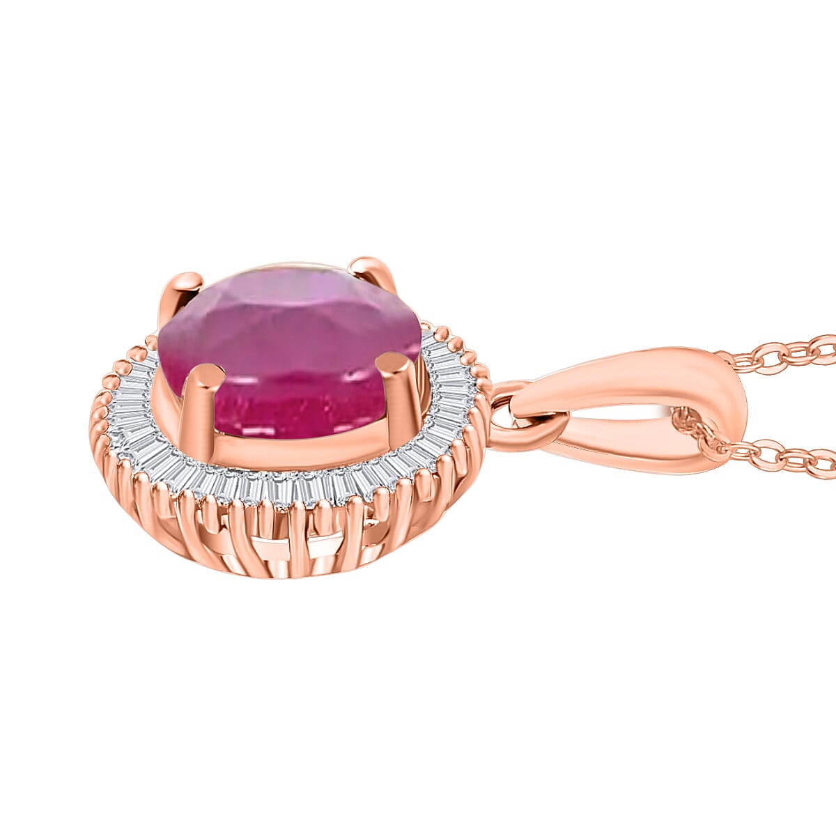 Rhapsody AAAA Mozambique Ruby and E-F VS2 Diamond 1.96 ctw Pendant Necklace 20 Inches in 18K Rose Gold image number 2