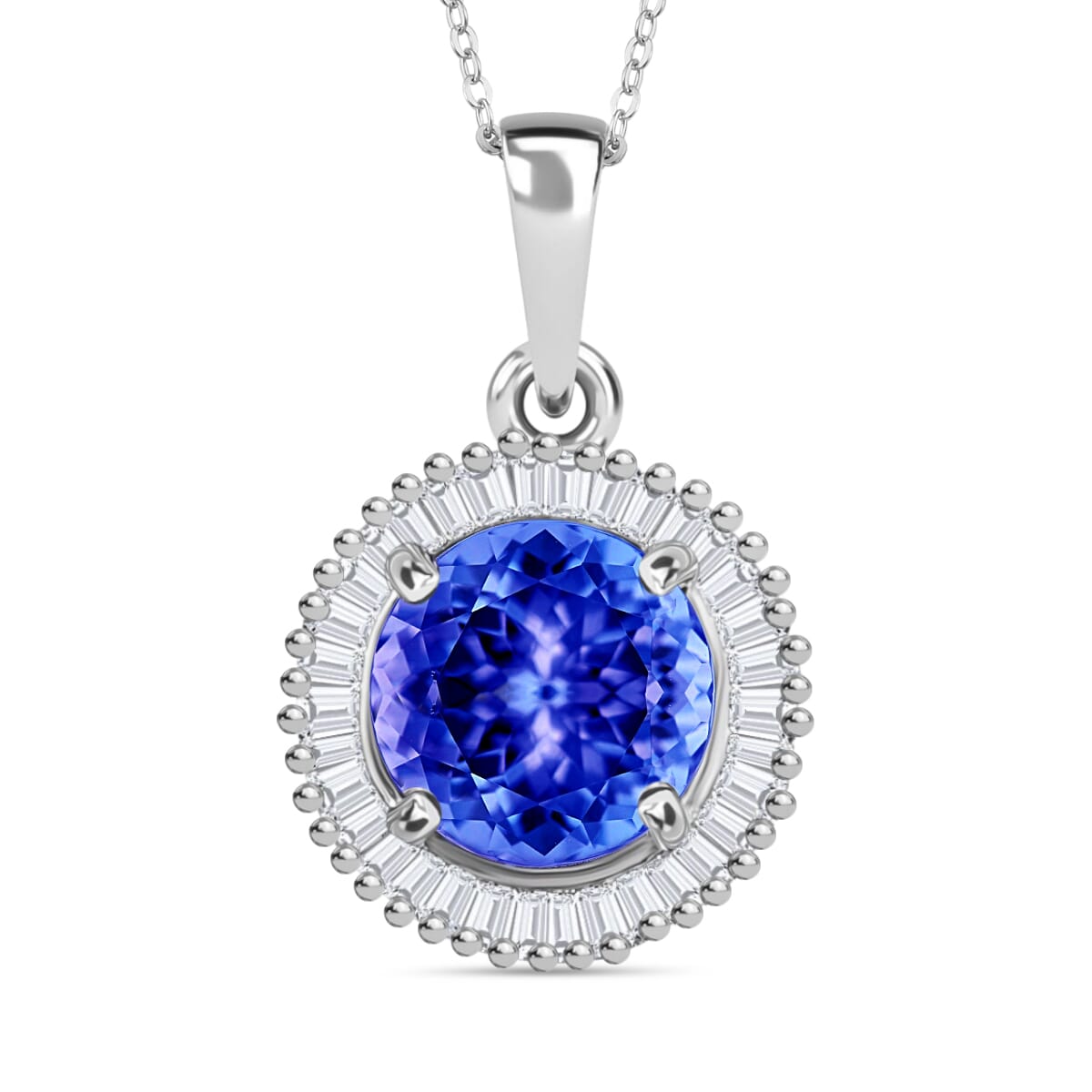 Rhapsody AAAA Tanzanite and E-F VS2 Diamond 1.71 ctw Pendant Necklace 20 Inches in 18K White Gold image number 0