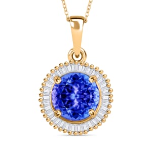 Rhapsody AAAA Tanzanite and E-F VS2 Diamond Pendant Necklace 20 Inches 1.71 ctw in 18K Yellow Gold