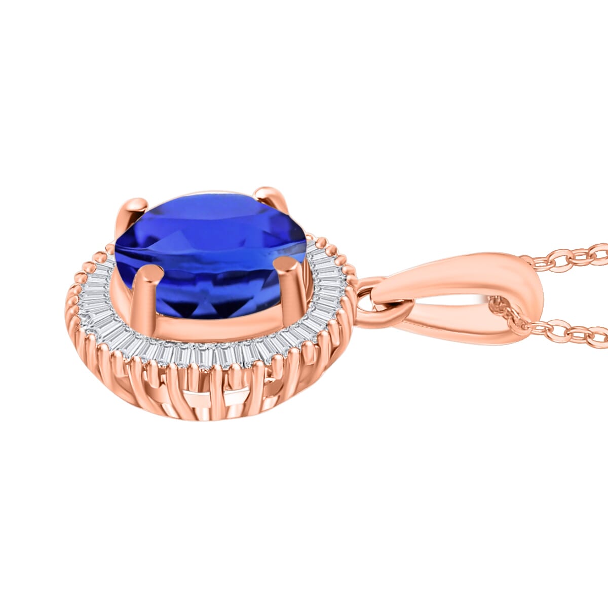Rhapsody AAAA Tanzanite and E-F VS2 Diamond 1.71 ctw Pendant Necklace 20 Inches in 18K Rose Gold image number 2