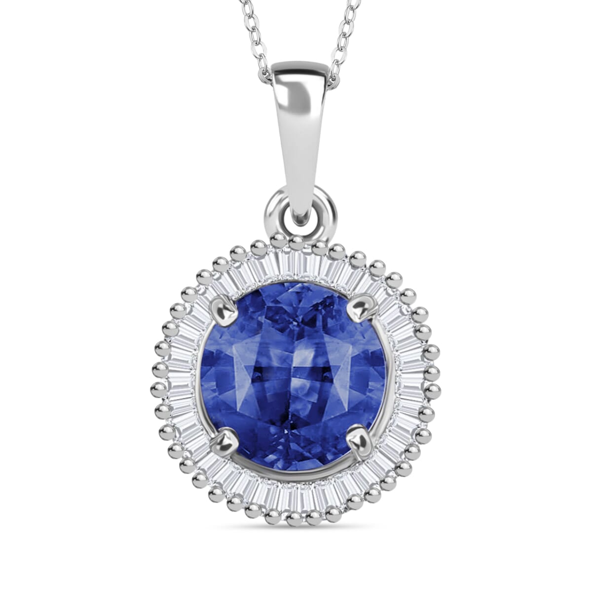 Rhapsody AAAA Ceylon Blue Sapphire and E-F VS2 Diamond 1.76 ctw Pendant Necklace 20 Inches in 18K White Gold image number 0