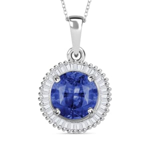 Rhapsody AAAA Ceylon Blue Sapphire and E-F VS2 Diamond 1.76 ctw Pendant Necklace 20 Inches in 18K White Gold