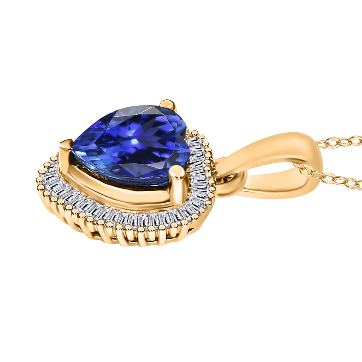 Rhapsody AAAA Tanzanite and E-F VS2 Diamond 2.40 ctw Heart Pendant Necklace 20 Inches in 18K Yellow Gold image number 2