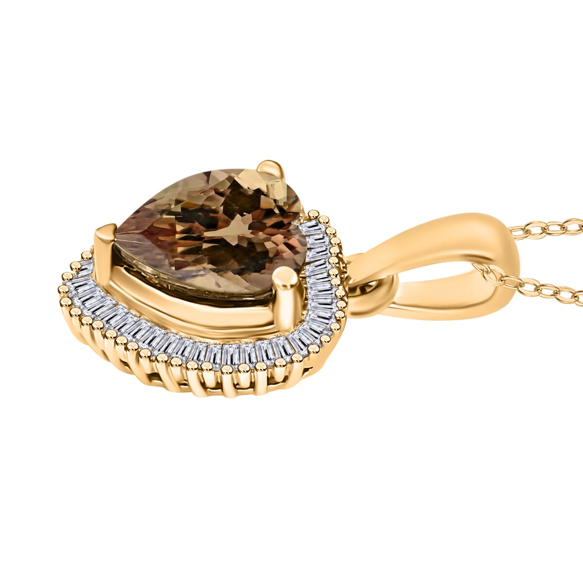 Rhapsody AAAA Turkizite and E-F VS2 Diamond 2.40 ctw Pendant Necklace 20 Inches in 18K Yellow Gold image number 2