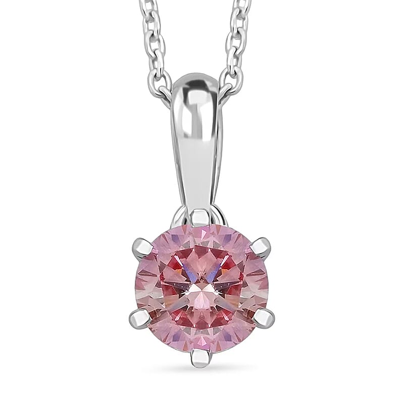 Luxuriant Lab Grown Pink Diamond, Lab Grown Diamond Celestial Pendant Necklace in 18K Vermeil RG Over Sterling Silver 0.55 ctw (VS)