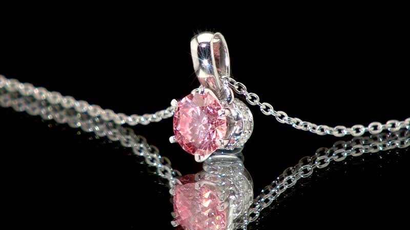 Luxuriant Lab Grown Pink Diamond, Lab Grown Diamond Celestial Pendant Necklace in 18K Vermeil RG Over Sterling Silver 0.55 ctw (VS)