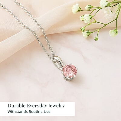 Luxuriant Lab Grown Pink Diamond, Lab Grown Diamond Celestial Pendant Necklace in 18K Vermeil RG Over Sterling Silver 0.55 ctw (VS)