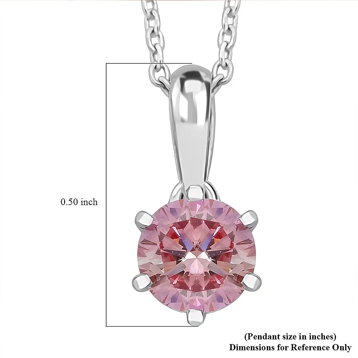 Luxuriant Lab Grown Pink Diamond (IR) (VS) and Lab Grown Diamond 0.55 ctw Blush Crown Pendant Necklace in Rhodium Over Sterling Silver 20 Inches image number 6