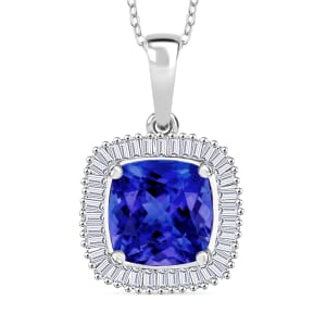 Rhapsody AAAA Tanzanite and E-F VS2 Diamond Pendant Necklace 20 Inches in 950 Platinum 2.84 ctw