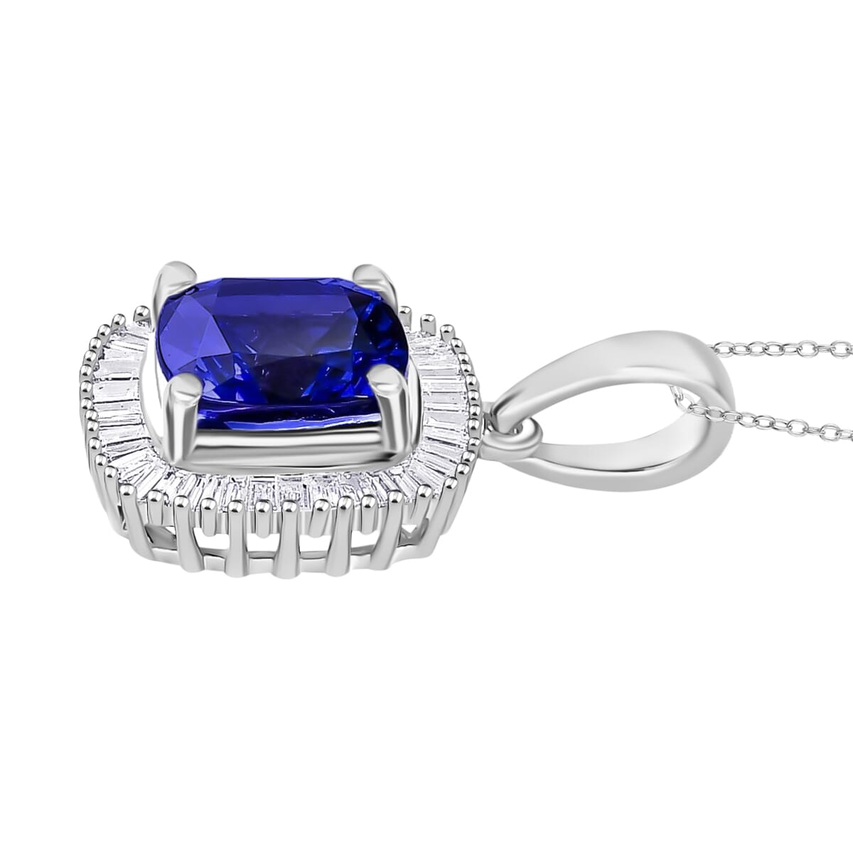 Rhapsody AAAA Tanzanite and E-F VS2 Diamond Pendant Necklace 20 Inches in 950 Platinum 2.84 ctw image number 2