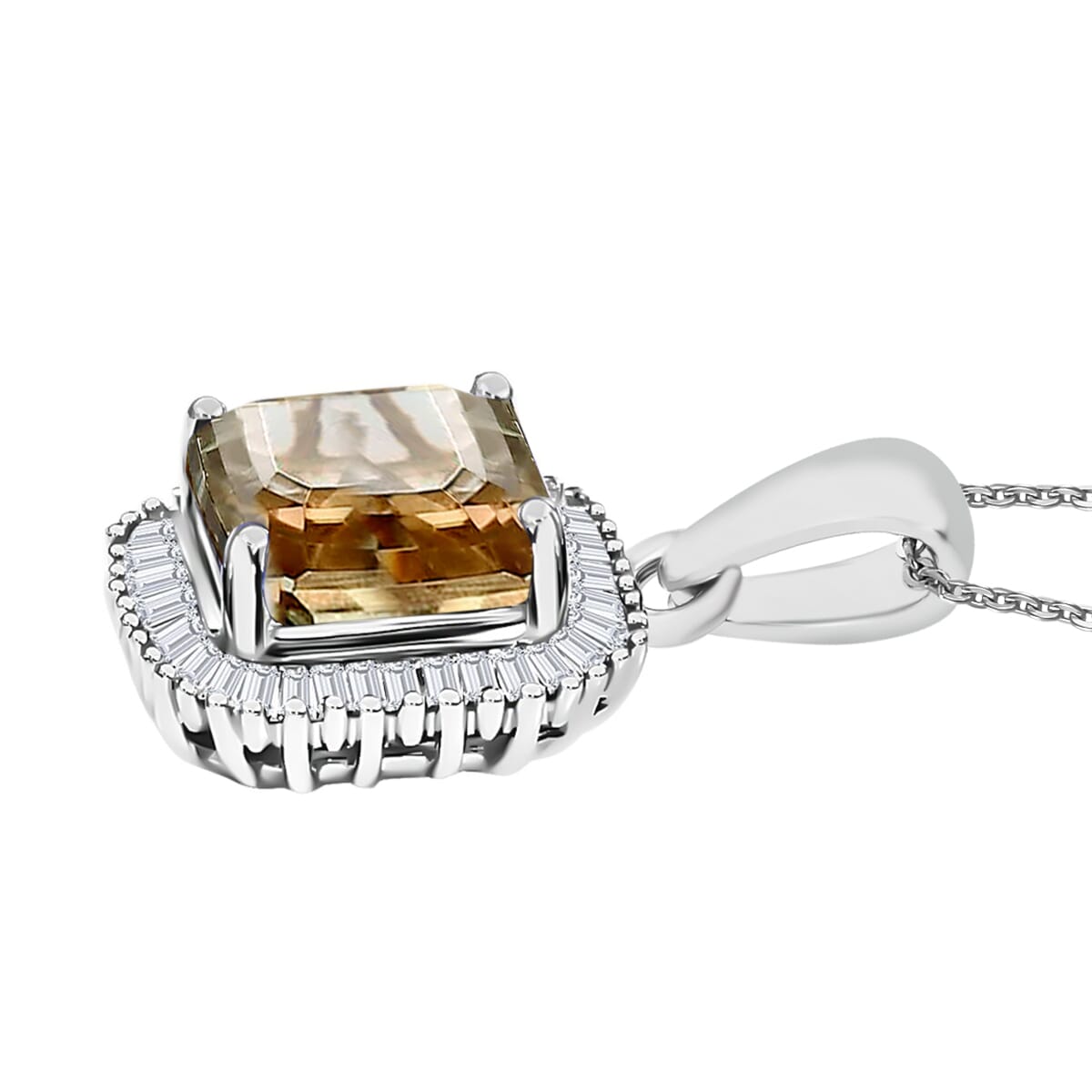 Luxoro Premium Turkizite and G-H I2 Diamond 2.84 ctw Pendant Necklace 20 Inches in 14K White Gold image number 2