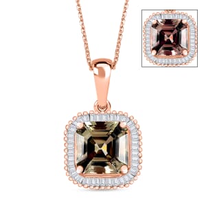 Luxoro Premium Turkizite and G-H I2 Diamond 2.84 ctw Pendant Necklace 20 Inches in 14K Rose Gold