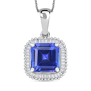 Luxoro Premium Tanzanite and G-H I2 Diamond 2.84 ctw Pendant Necklace 20 Inches in 14K White Gold (Del. in 10-12 Days)