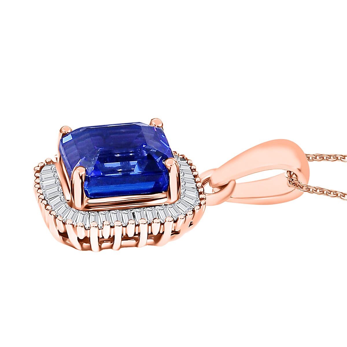 Rhapsody AAAA Tanzanite and E-F VS2 Diamond 2.84 ctw Pendant Necklace in 950 Platinum 20 Inches (Del. in 10-12 Days) image number 2