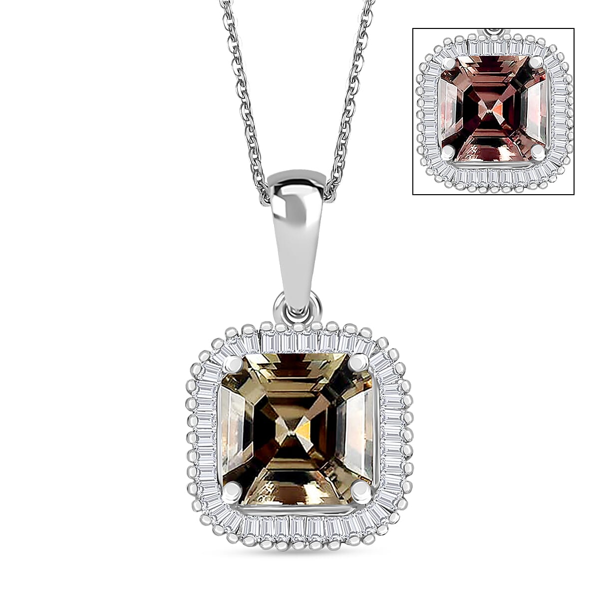 Luxoro Premium Turkizite and G-H I2 Diamond 2.84 ctw Pendant Necklace 20 Inches in 14K White Gold (Del. in 10-12 Days) image number 0