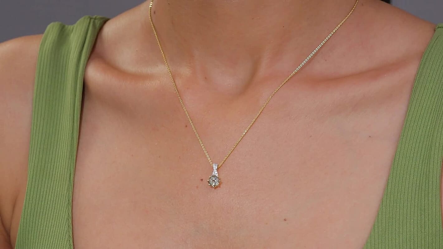 D'Joy AAA Turkizite and White Zircon 1.15 ctw Infinity Pendant Necklace in 18K Vermeil Yellow Gold Over Sterling Silver 20 Inches