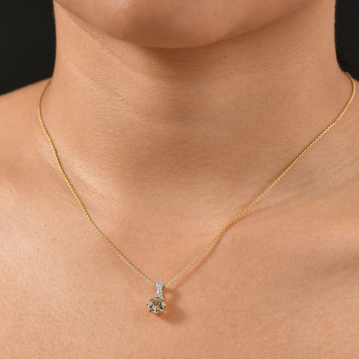 D'Joy AAA Turkizite and White Zircon 1.15 ctw Infinity Pendant Necklace in 18K Vermeil Yellow Gold Over Sterling Silver 20 Inches image number 2