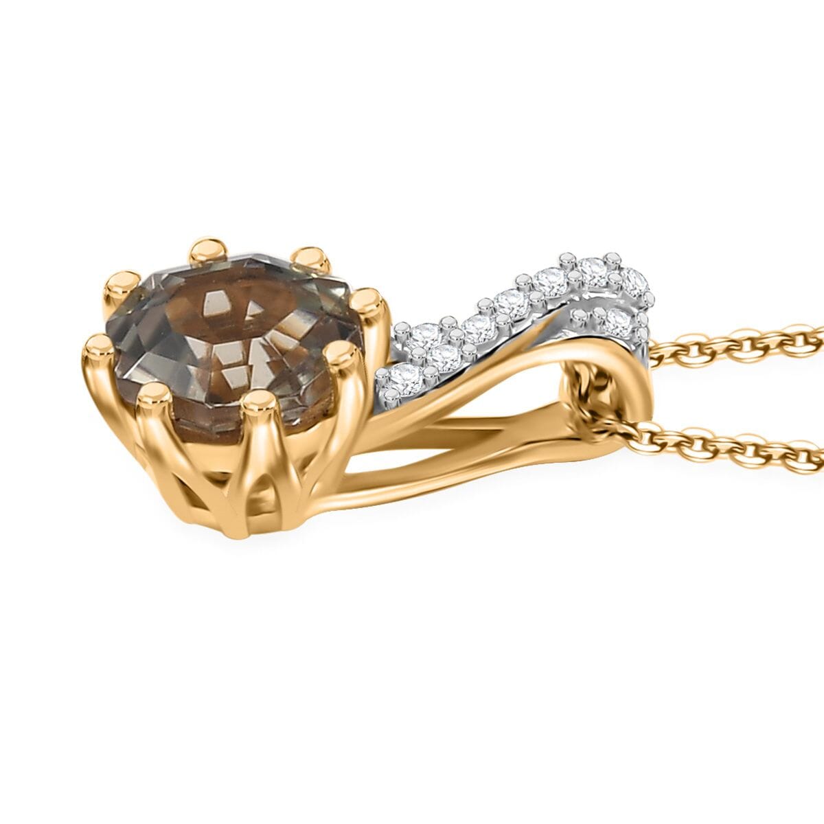 D'Joy AAA Turkizite and White Zircon 1.15 ctw Infinity Pendant Necklace in 18K Vermeil Yellow Gold Over Sterling Silver 20 Inches image number 3