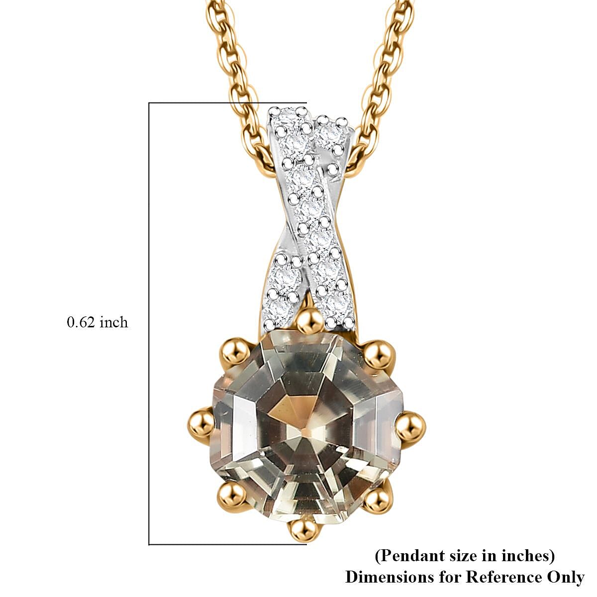 D'Joy AAA Turkizite and White Zircon 1.15 ctw Infinity Pendant Necklace in 18K Vermeil Yellow Gold Over Sterling Silver 20 Inches