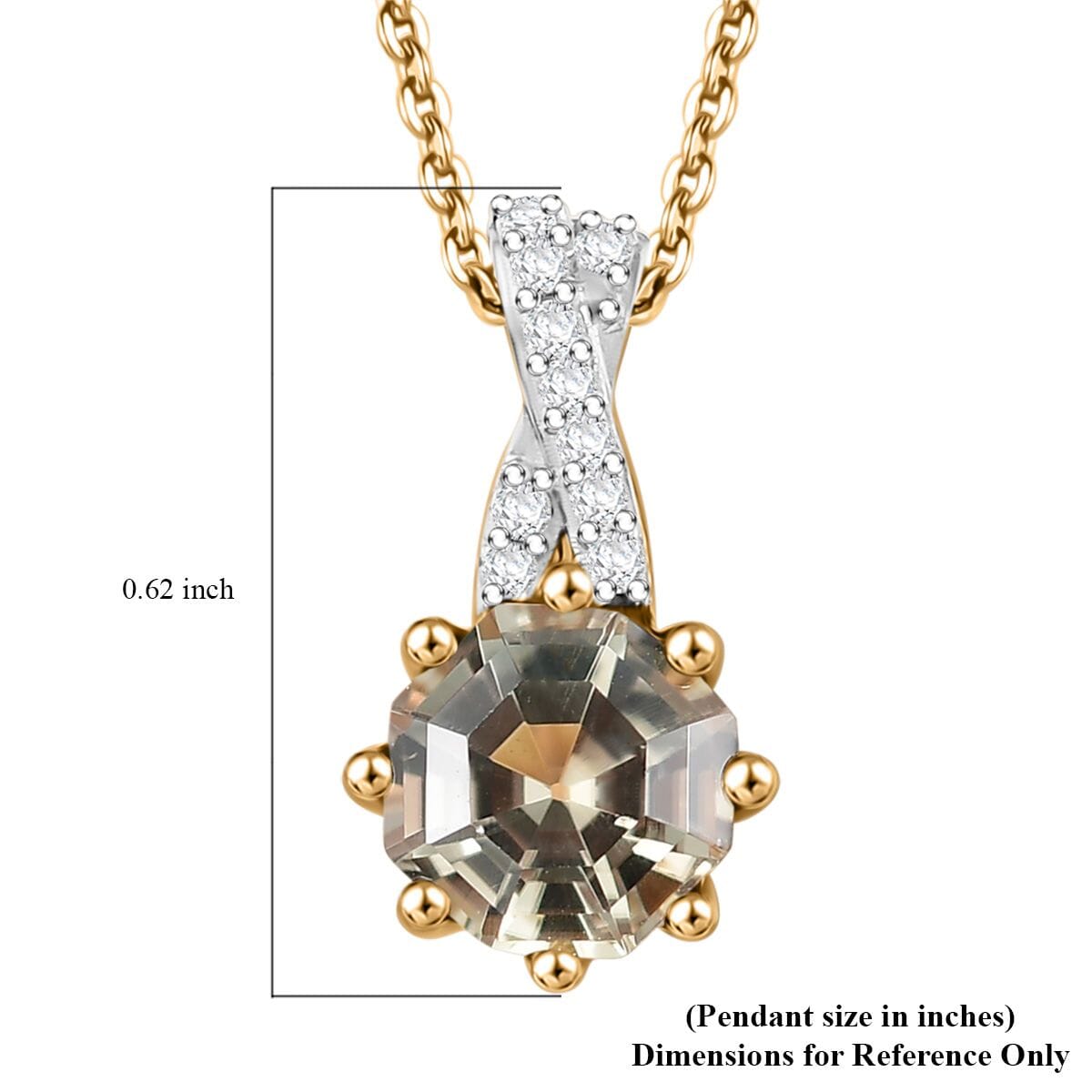 D'Joy AAA Turkizite and White Zircon 1.15 ctw Infinity Pendant Necklace in 18K Vermeil Yellow Gold Over Sterling Silver 20 Inches image number 6
