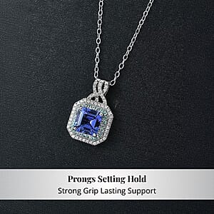 Rhapsody AAAA Tanzanite, Paraiba Tourmaline and E-F VS Diamond 3.20 ctw Midnight Deco Pendant Necklace in 950 Platinum 20 Inches