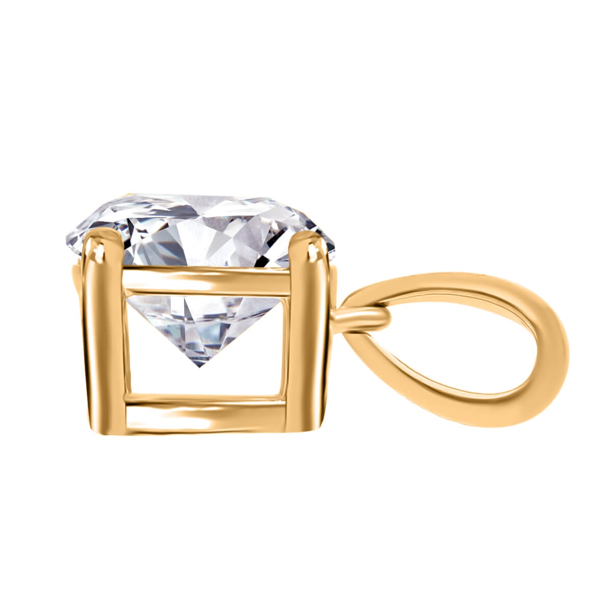 IGI Certified Luxuriant Lab Grown Diamond E-F VS 4.00 ctw Solitaire Pendant Necklace in 14K Yellow Gold 20 Inches image number 3