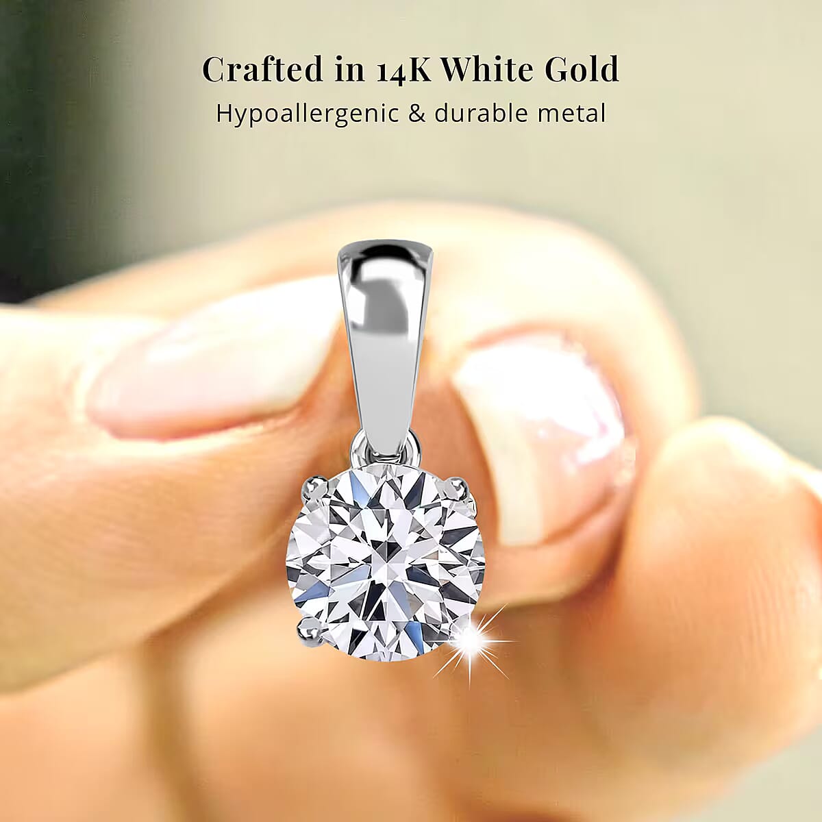 IGI Certified Luxuriant Lab Grown Diamond E-F VS 1.00 ctw Solitaire Pendant Necklace in 14K White Gold 20 Inches