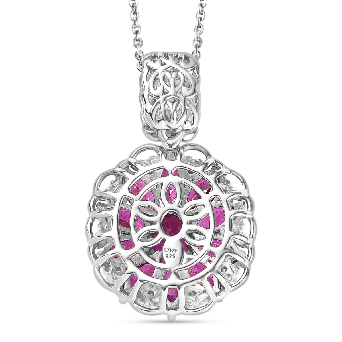 AAA Radiant Ember Garnet and Moissanite 4.80 ctw Pendant Necklace in 18K Vermeil YG and Rhodium Over Sterling Silver 20 Inches image number 4