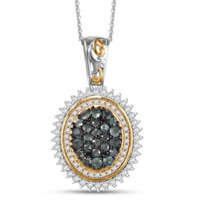D'Joy Narsipatnam Alexandrite and Moissanite 1.65 ctw Water Bubbles Pendant Necklace in 18K Vermeil YG and Rhodium Over Sterling Silver 20 Inches