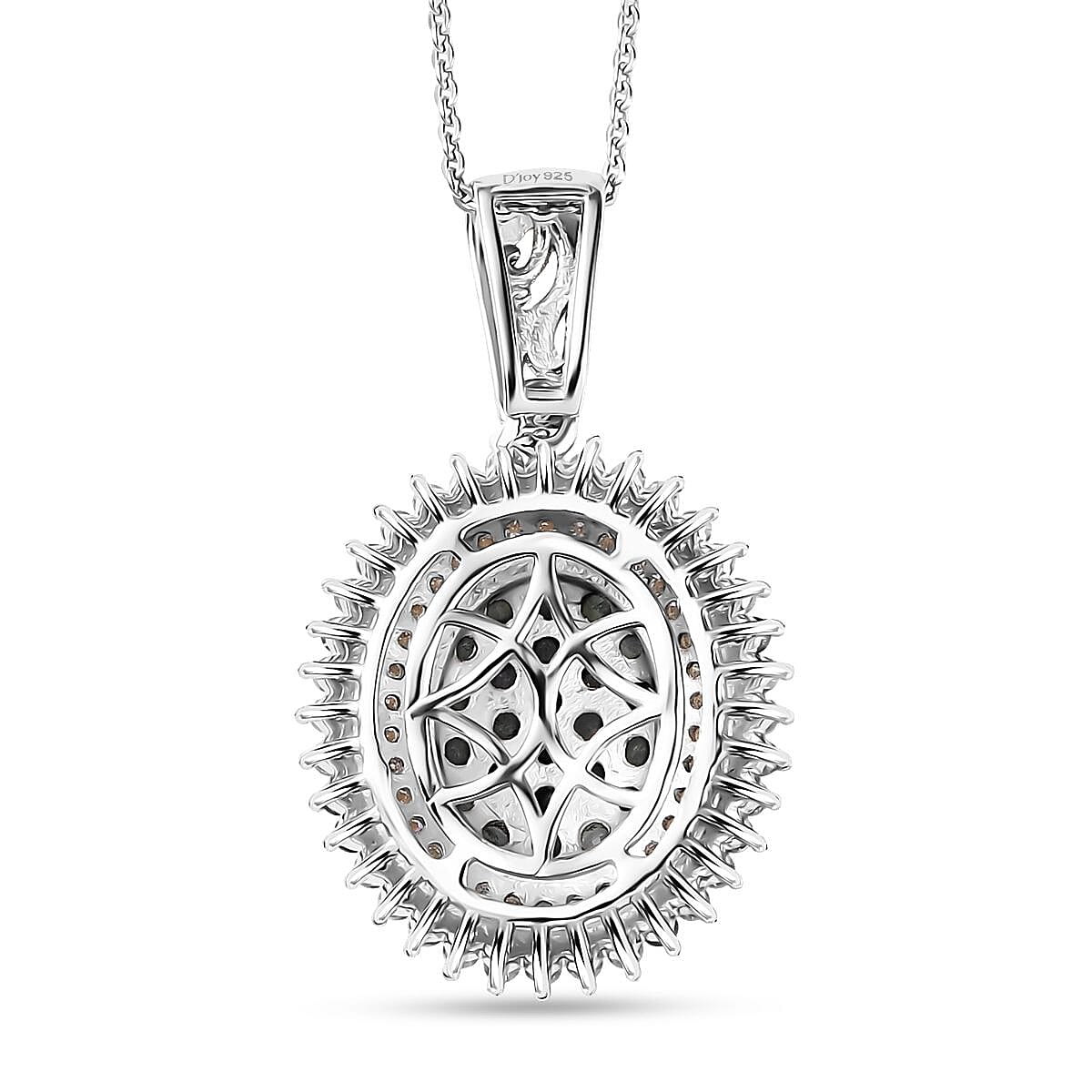 D'Joy Narsipatnam Alexandrite and Moissanite 1.65 ctw Water Bubbles Pendant Necklace in 18K Vermeil YG and Rhodium Over Sterling Silver 20 Inches