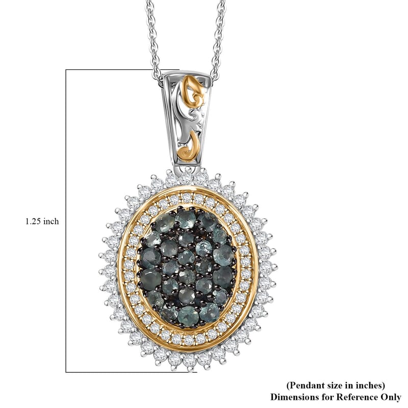 D'Joy Narsipatnam Alexandrite and Moissanite 1.65 ctw Water Bubbles Pendant Necklace in 18K Vermeil YG and Rhodium Over Sterling Silver 20 Inches
