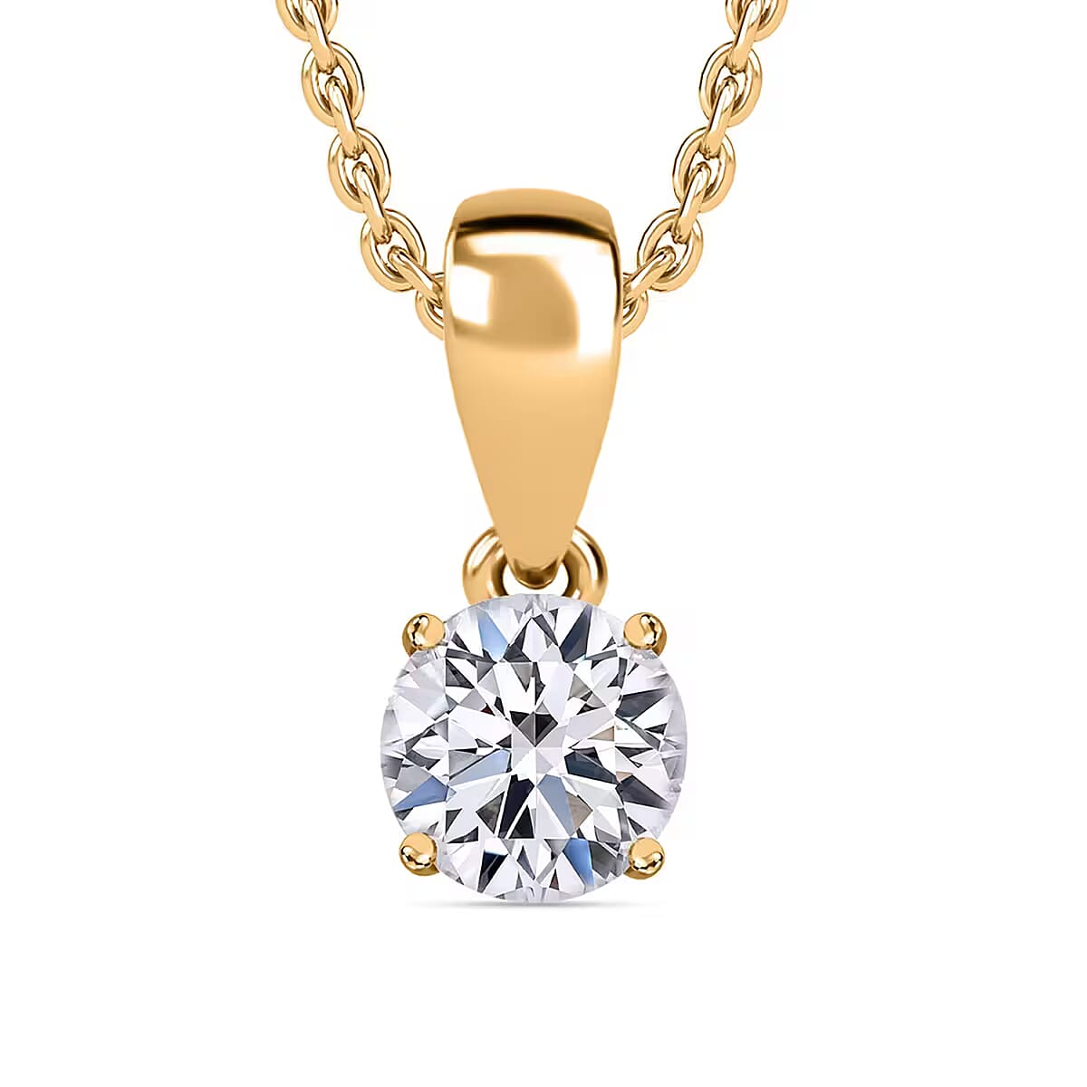 IGI Certified Luxuriant Lab Grown Diamond E-F VS 1.00 ctw Solitaire Pendant Necklace in 14K Yellow Gold 20 Inches image number 0