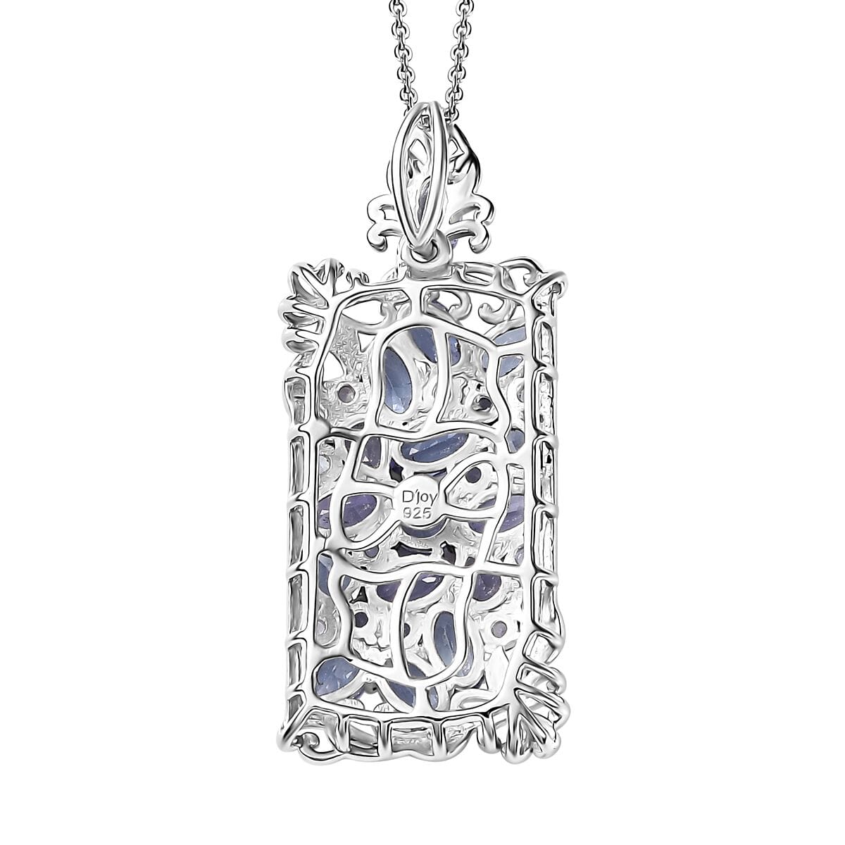 D'Joy Tanzanite 4.10 ctw Pendant Necklace 20 Inches in Rhodium Over Sterling Silver image number 4