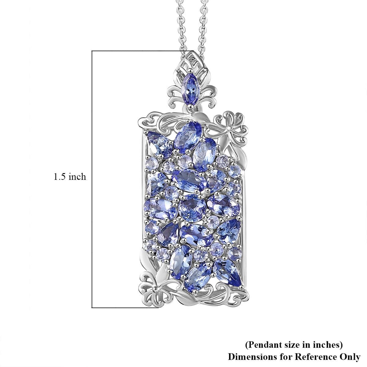 D'Joy Tanzanite 4.10 ctw Pendant Necklace 20 Inches in Rhodium Over Sterling Silver image number 5