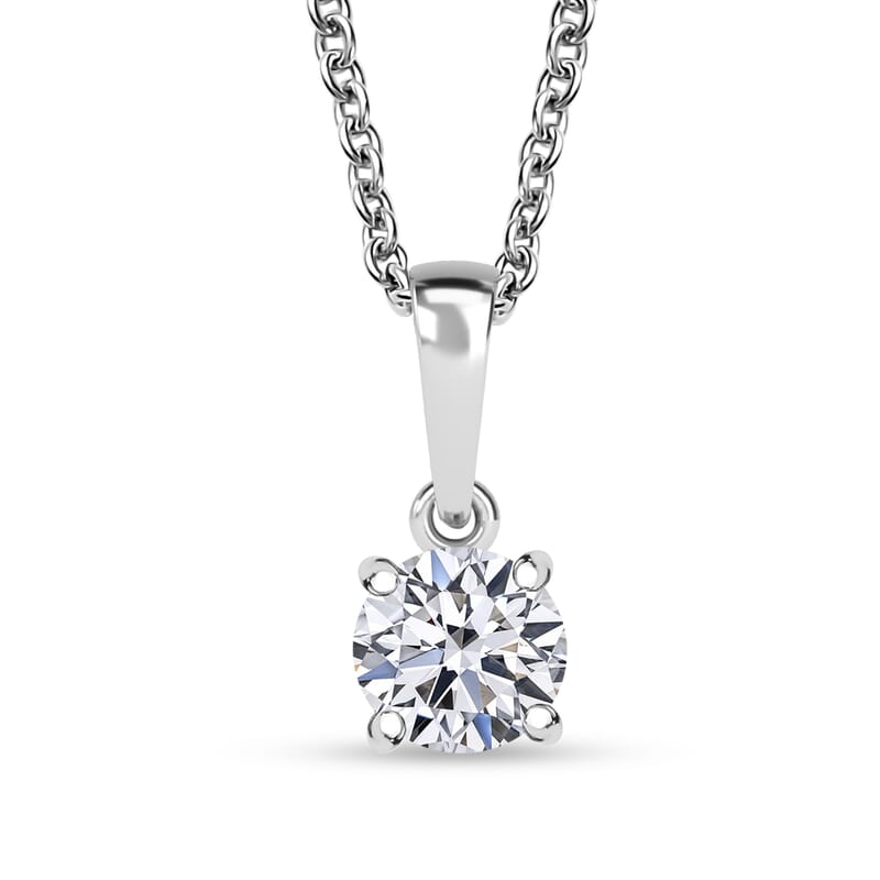 Luxuriant Lab Grown Diamond E-F VS 0.50 ctw Solitaire Pendant Necklace in 14K White Gold 20 Inches