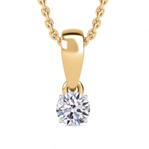 Luxuriant Lab Grown Diamond E-F VS Solitaire Pendant Necklace in 18K Vermeil Yellow Gold Over Sterling Silver 20 Inches 0.50 ctw