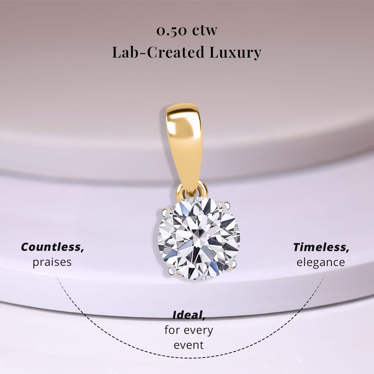 Luxuriant Lab Grown Diamond E-F VS Solitaire Pendant Necklace in 18K Vermeil Yellow Gold Over Sterling Silver 20 Inches 0.50 ctw image number 2