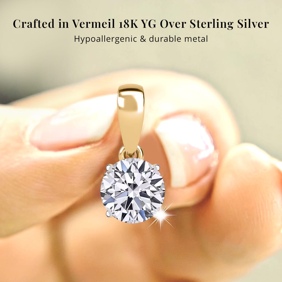 Luxuriant Lab Grown Diamond E-F VS Solitaire Pendant Necklace in 18K Vermeil Yellow Gold Over Sterling Silver 20 Inches 0.50 ctw image number 4